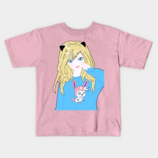 BLONDE CAT GIRL Kids T-Shirt